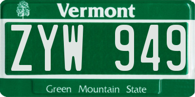 VT license plate ZYW949