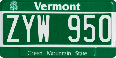 VT license plate ZYW950