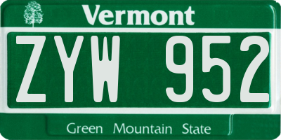 VT license plate ZYW952
