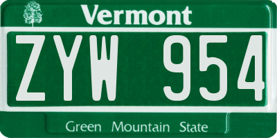 VT license plate ZYW954