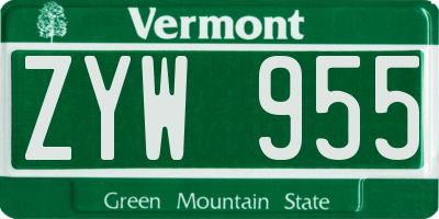 VT license plate ZYW955