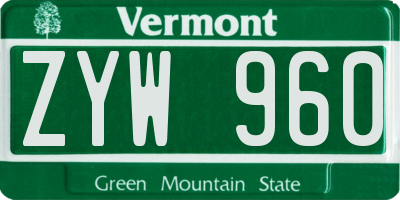 VT license plate ZYW960