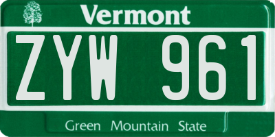 VT license plate ZYW961
