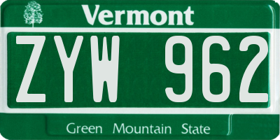 VT license plate ZYW962