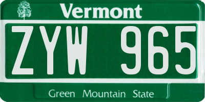 VT license plate ZYW965