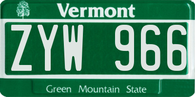 VT license plate ZYW966