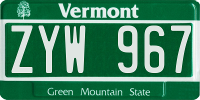 VT license plate ZYW967