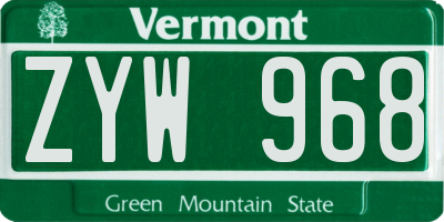 VT license plate ZYW968