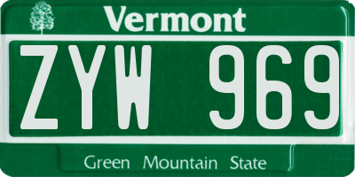 VT license plate ZYW969