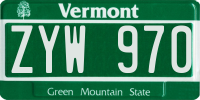 VT license plate ZYW970