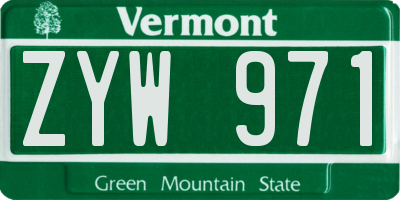 VT license plate ZYW971