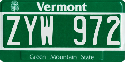 VT license plate ZYW972