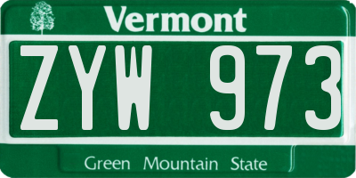 VT license plate ZYW973