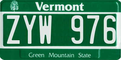 VT license plate ZYW976