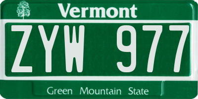 VT license plate ZYW977