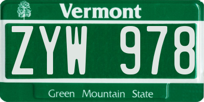 VT license plate ZYW978