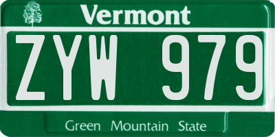 VT license plate ZYW979