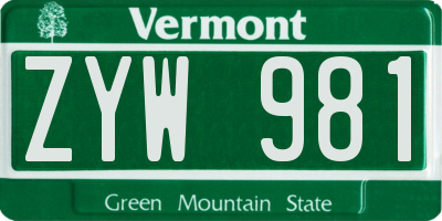 VT license plate ZYW981