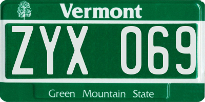 VT license plate ZYX069