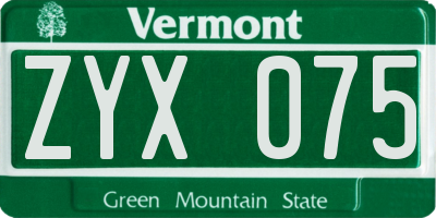 VT license plate ZYX075