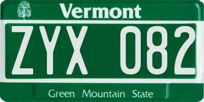 VT license plate ZYX082
