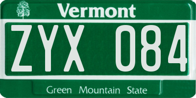 VT license plate ZYX084