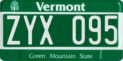 VT license plate ZYX095