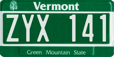 VT license plate ZYX141