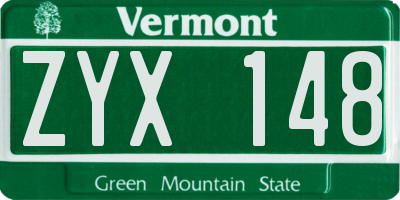 VT license plate ZYX148