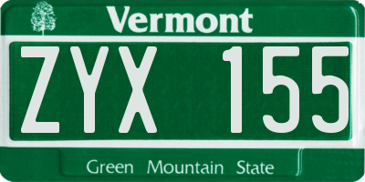 VT license plate ZYX155