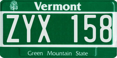VT license plate ZYX158