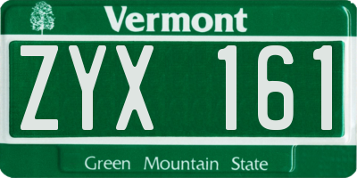VT license plate ZYX161