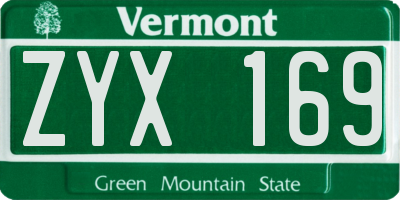 VT license plate ZYX169