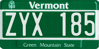 VT license plate ZYX185