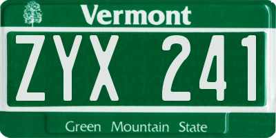 VT license plate ZYX241