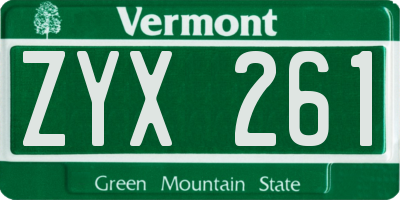VT license plate ZYX261