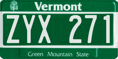VT license plate ZYX271