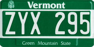 VT license plate ZYX295