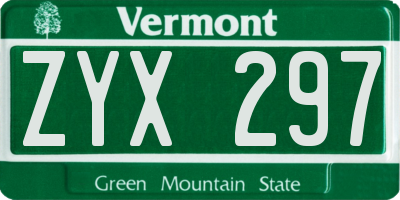 VT license plate ZYX297