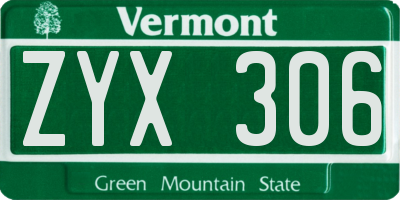 VT license plate ZYX306