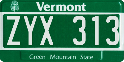 VT license plate ZYX313