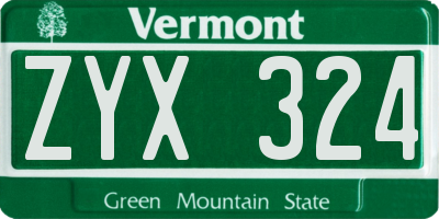 VT license plate ZYX324