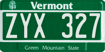 VT license plate ZYX327