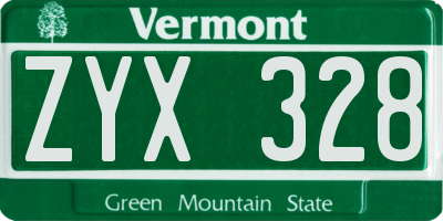 VT license plate ZYX328