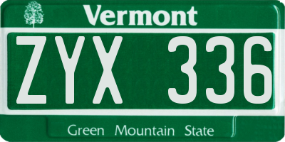 VT license plate ZYX336