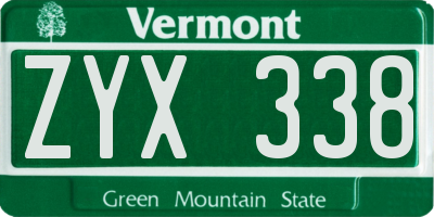 VT license plate ZYX338