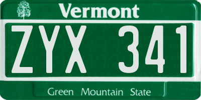 VT license plate ZYX341