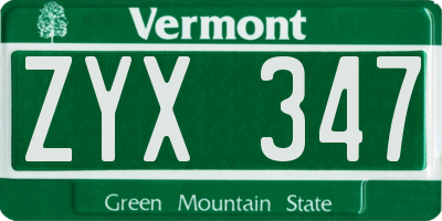 VT license plate ZYX347