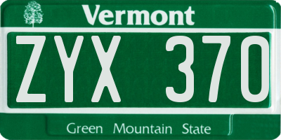 VT license plate ZYX370