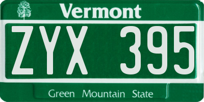 VT license plate ZYX395